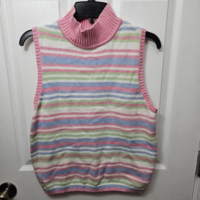 DAMEN PASSPORT MEHRFARBIGER ÄRMELLOSER ROLLKRAGENPULLOVER WESTE GRÖSSE LARGE - Bild 1 von 4