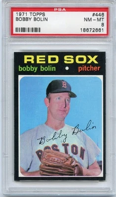 Béisbol Topps 1971 Bobby Bolin #446 Boston Red Sox PSA 8 casi nuevo-como nuevo Foto 1 de 2