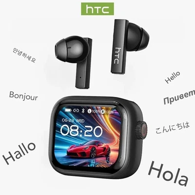 HTC NE20 Bluetooth 6.0 Wireless Earbuds AI Translator OWS LCD Touch Headphones