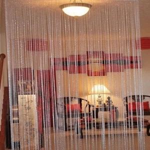 String Curtain Drapery Room Divider Partition - Silver - Picture 1 of 1