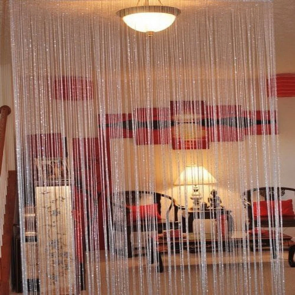 Струнная занавеска драпировка перегородка для комнаты - серебристая - Изображение 1 из 1