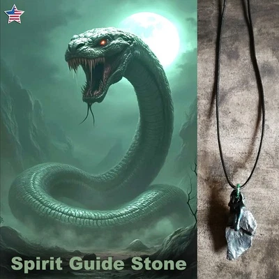 Uncut Gemstone Necklace Magic Portal Amulet Raw Stone Leviathan Axe Demon Snake - Image 1 of 4