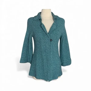 Cárdigan Damasco D Turquesa Talla M Chaqueta Suéter Algodón Egipcio Tejido a Mano Estilo - Imagen 1 de 10