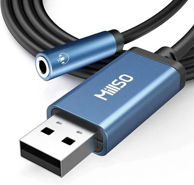 MillSO USB auf 3.5 mm Klinke Adapter,3.5 mm TRRS Aux Buchse(Audio und Mikrofon) - Bild 1 von 4