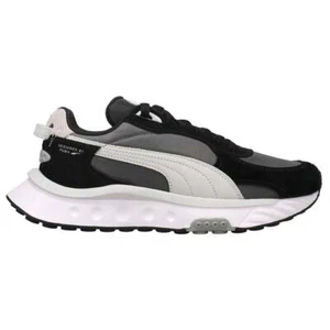Puma Wild Rider Rollin' Lace Up Youth Boys Black, Grey Sneakers Casual Shoes 38