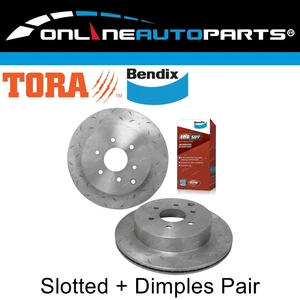 Rear Dimple + Slotted Disc Brake Rotors + Bendix Pads for Pathfinder R51 05~13 - Picture 1 of 2