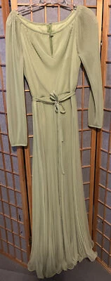 Vestido de Colección Años 60 Miss Elliette Verde Chifón Plisado Manga Larga 2199 Talla 8 Foto 1 de 4