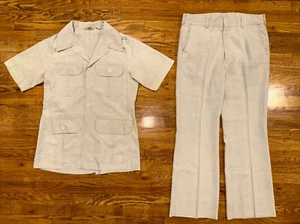 1970s Levis Mens Panatela Leisure Suit - Safari Shirt/Flare Leg Slacks (M/34x32) - Picture 1 of 18