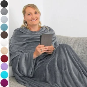 TV Kuscheldecke Decke mit Ärmeln Sofadecke Ärmeldecke Wohndecke Fleecedecke - Bild 1 von 23