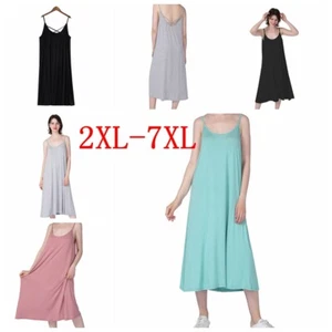 Lady Bamboo Viscose Long Camis Full Slip Nightdress Sleep Nights Dress Nightgown - Picture 1 of 17