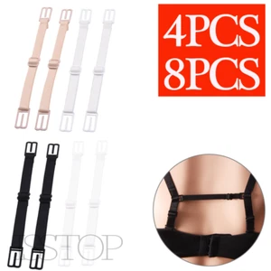 4-8pcs Bra Strap Clips Elastic Non-slip Strap Holder Women Bra Rope Adjustable - Picture 1 of 9