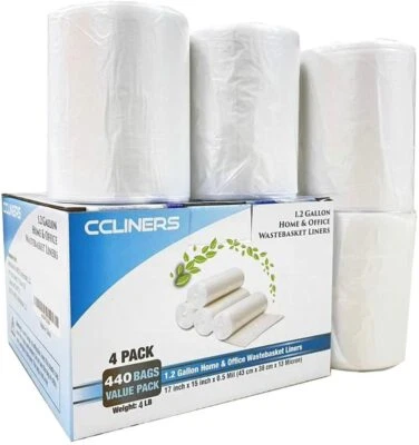 CCLINERS 1-2 Gallon Clear Small Garbage Bags bathroom Trash Bags, 440 Count - Image 1 of 4