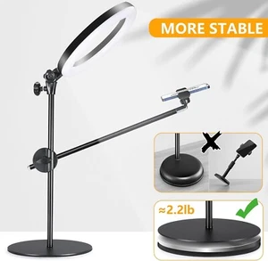 Selfie Ring Light avec Support et Support Téléphone, Anneau de Tête Lumière 10" pour Téléphone - Photo 1/7