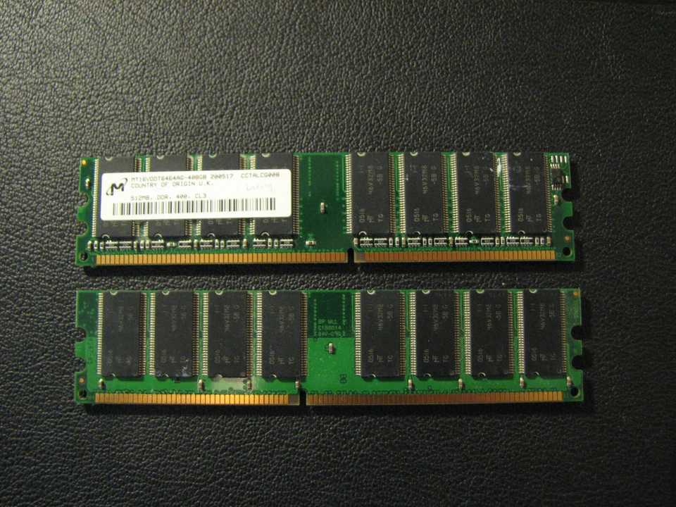 Micron 2x 512MB (1GB total)  DDR 400 184-Pin DIMM - Image 1 of 1