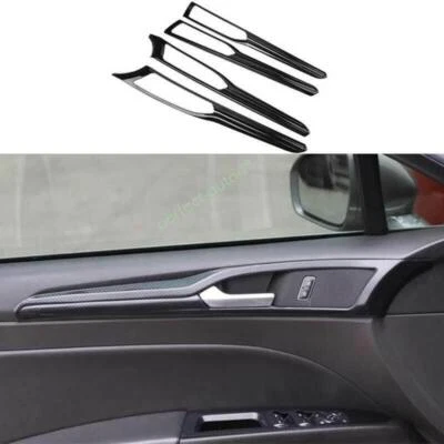 Para Ford Mondeo/Fusion 2013-2020 ABS fibra de carbono interior panel de puerta moldura 4X Foto 1 de 4