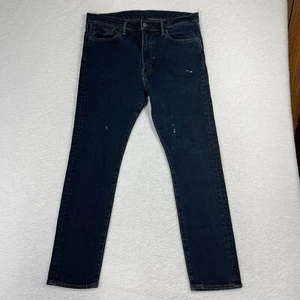 Levi 510 Jeans Mens Straight Blue Dark Wash 35x30 (35x29) Denim Pockets Paint* - Picture 1 of 11