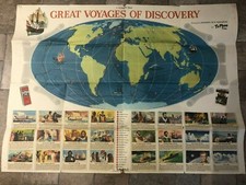 Vintage The Great Voyages of Discovery Typhoo Tea Wall Chart Map Poster complete