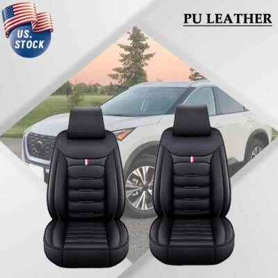 Black PU Leather Car Front Seat Covers Protector For Nissan	Rogue SV SL S - Изображение 1 из 4