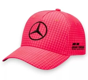 Gorra para hombre Mercedes F1 Formula One Team Lewis Hamilton rosa neón pata de gallo - Imagen 1 de 14