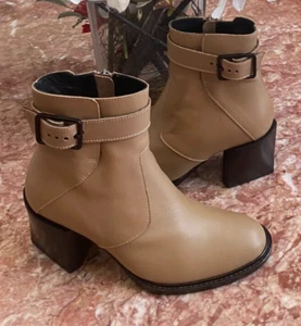 New Helmut Lang Schist Made In Italy Tan Leather Ankle Boots Size 37/US 7, $595 - Picture 1 of 9