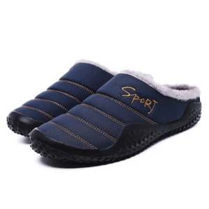 Mens Winter Flat Slippers Warm Fur Slip on Cozy Bedroom House Shoes Memory Foam - Picture 1 of 25