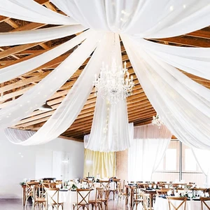 5Ftx45Ft White Ceiling Drapes Wedding Arch Draping Fabric Sheer Curtains Voile C - Picture 1 of 12