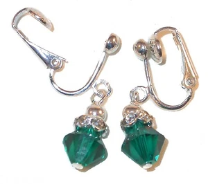 SMARAGD Kristall MAY Geburtsstein Ohrringe 8 mm Sterlingsilber Swarovski Elements - Bild 1 von 5