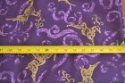 By 1/2 Yd, Metallic-Gold Reindeer On Purple Quilt Cotton, N430