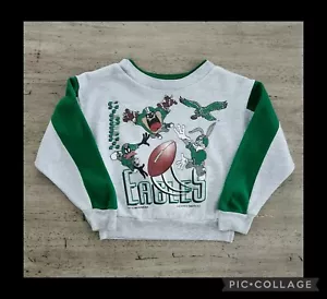 Vintage 90s Looney Tunes Philadelphia Eagles Crewneck Sweatshirt Toddler NFL Taz - Picture 1 of 9