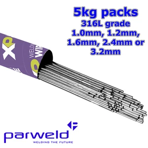 Parweld XP 316L 5kg stainless steel TIG filler rod 1m full length wire - Picture 1 of 1