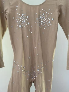 Nude Diamante Bedazzled Festival Dance Leotard Bodycon Halloween Costume - Picture 1 of 3