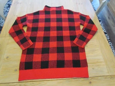 NWT Ann Taylor LOFT Women's Small S Red Buffalo Plaid Mock Neck Tunic Sweater - Image 1 of 4
