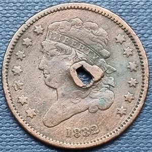 1832 Classic Head Half Cent 1/2c Better Grade VF Details #78429 - Picture 1 of 2