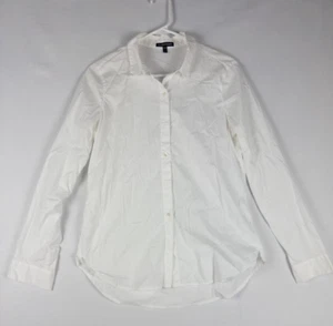 Eileen Fisher Shirt Womens XS White Solid Organic Cotton Button Up Minimalist - Picture 1 of 8