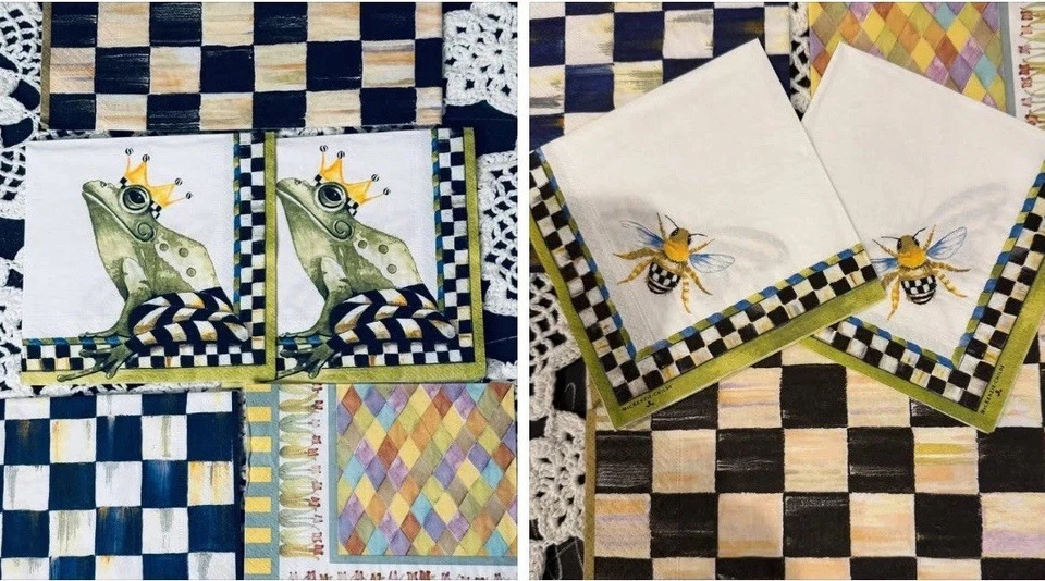 5 servilletas de papel Mackenzie Childs para decoupage (2 ranas) grupo Foto 1 de 1