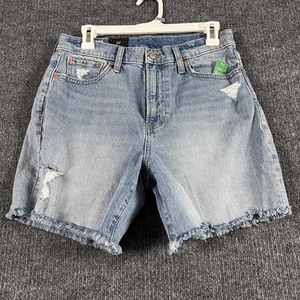 GAP Cheeky Midi Short Damen 28 blau High Rise Denim Shorts distressed ausgefranst - Bild 1 von 14