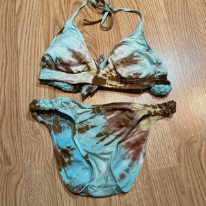 Lucky Brand Batik Neckholder Bikini Badeanzug Set BH-Hose Damen Small Y2K - Bild 1 von 6