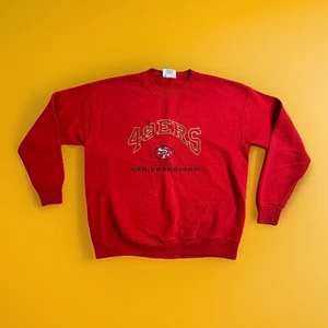 VTG 80s/90s San Francisco 49ers Lee Sport Embroidered Crew Sweatshirt Mens L Red - Picture 1 of 13