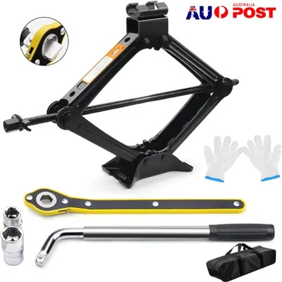 2.5 Ton Tonne Scissor Jack Lift Wind Up for Car Van Garage w/Crank Speed Handle - image 1 of 4