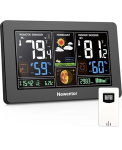 Newentor Wetterstation Funk Innen Außen Thermometer, Farbdisplay Digi - Bild 1 von 6