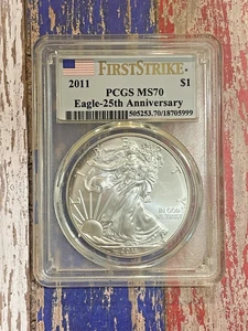 Moneda de 1 dólar Silver Eagle 2011 primer golpe calificada por PCGS MS70 - subasta de 3 días - Imagen 1 de 2