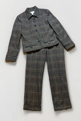 Traje Blazer Liz Claiborne Tabitha 14 Pantalones 6 Mezcla de Lana Forrado a Cuadros Oficina Trabajo Foto 1 de 4