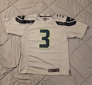 Nike  Seattle Seahawks Gray Jersey Youth Boys Large 14/16 Russell Wilson 3 - Picture 1 of 12