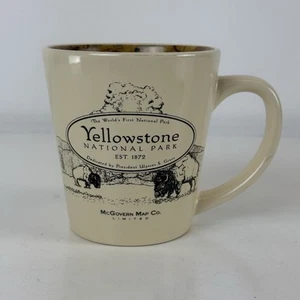 Yellowstone National Park Coffee Mug Tea Cup McGovern & Co Map Inside Parks EUC - Picture 1 of 8