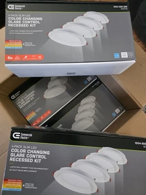 Cantidad 16 Eléctrico Comercial 6 pulgadas Kit empotrado delgado LED NUEVO 1004 655 280 4 paquetes Foto 1 de 4
