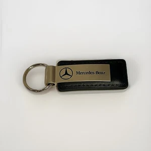 Mercedes Benz Black Leather Key Fob Smart Key with Metal Logo 1 Mercedes Way NY - Foto 1 di 2