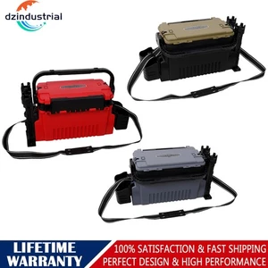 Fishing Tackle Box Organizer w/ Shoulder Strap + 2 Rod Holder + 2 Cup Holder - Picture 1 of 61