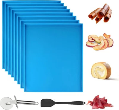Bandejas deshidratadoras de silicona 8 piezas con borde de cuero de fruta 12 x 10 azul  Foto 1 de 4