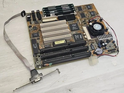 Tekram P5V30-B4, Socket 7 + Pentium MMX 166MHz + RAM 32MB - VINTAGE MOTHERBOARD - Image 1 of 4
