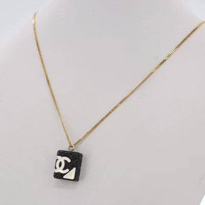CHANEL Used Necklace Cambon Line Plastic Gold Plated Chain 05C Vintage #EH704 S - Image 1 of 4